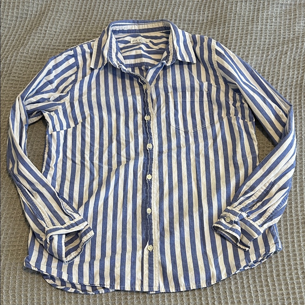 GAP Blue and Cream Striped Shirt